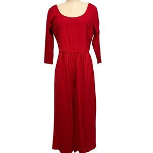 Zapelle Womens Red Cotton Spandex Long Sleeve Jumpsuit L-14 Made In India